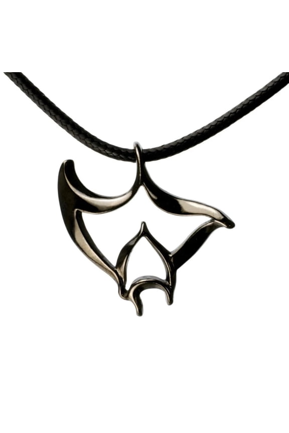Hematite "Big Ray" Manta Ray Ocean Theme Sea LIfe Pewter Pendant Necklace Hematite Finish