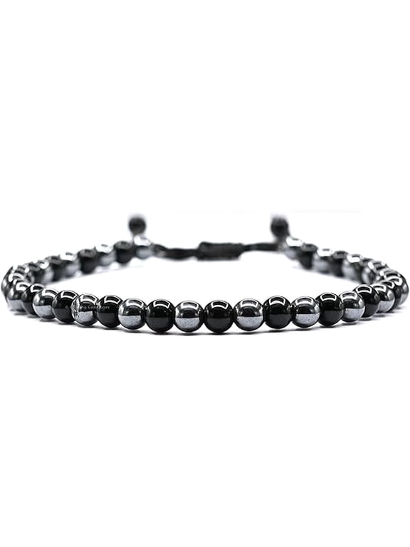 Hematite Black Obsidian Crystal Anklet, 6mm Beads Anklet for Women