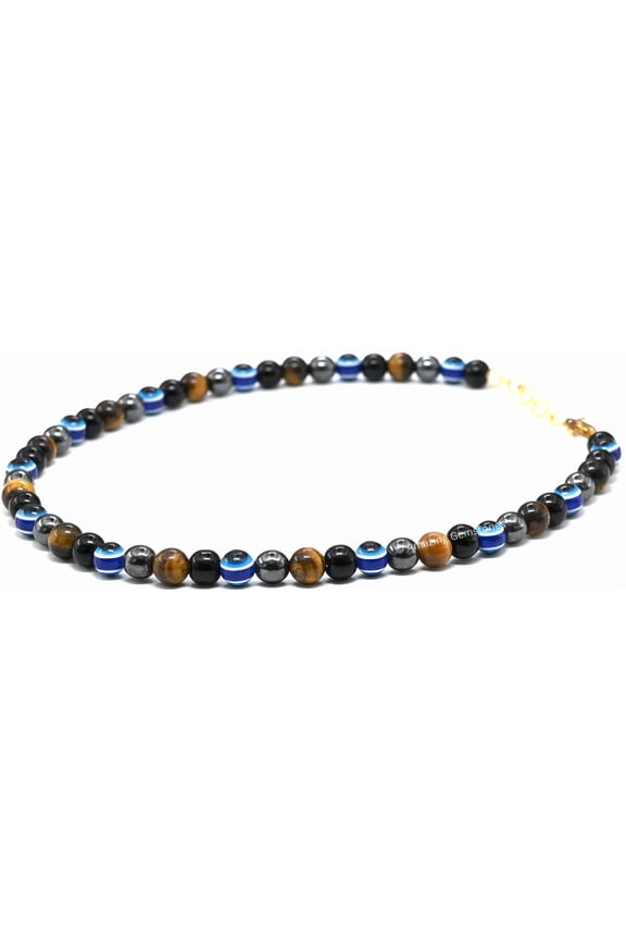 Hematite Black Obsidian Tiger Eye Evil Eye Protection Necklace  Crystal Necklace for Men & Women, Gift Jewelry