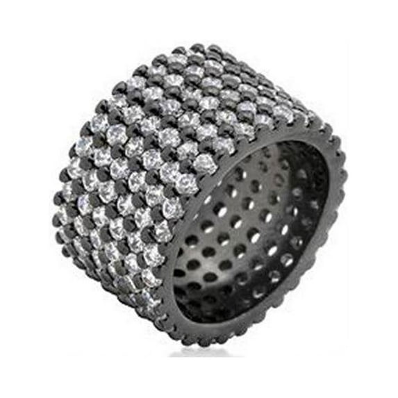 Hematite Bonded Wide Pave CZ Ring - Blacktone - Size: 09