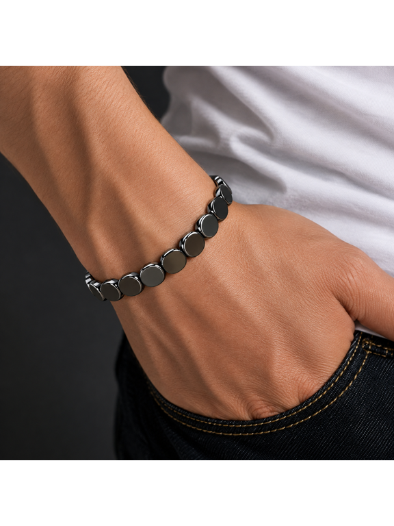 Hematite Bracelet Men Healing Crystal Bracelet Birthday Healing Jewelry Gifts Natural Stone Beads Reignites Masculine Energy