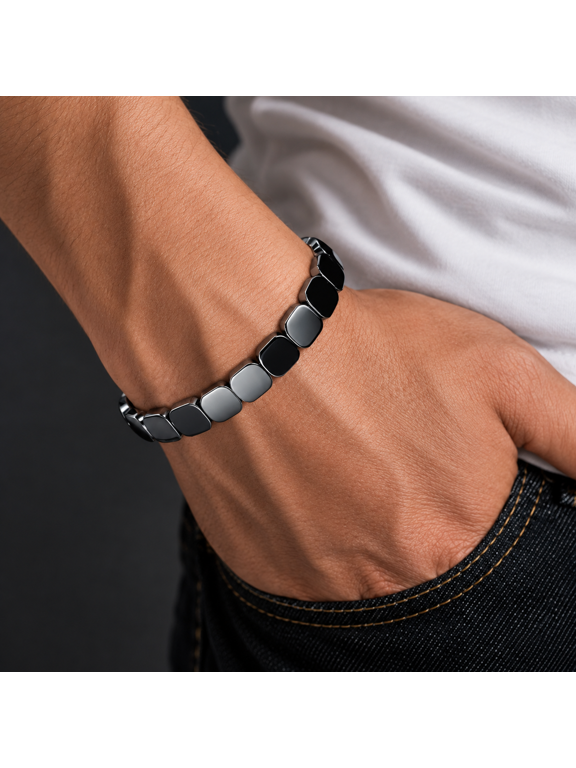 Hematite Bracelet Men Healing Crystal Bracelet Birthday Healing Jewelry Gifts Natural Stone Beads Reignites Masculine Energy