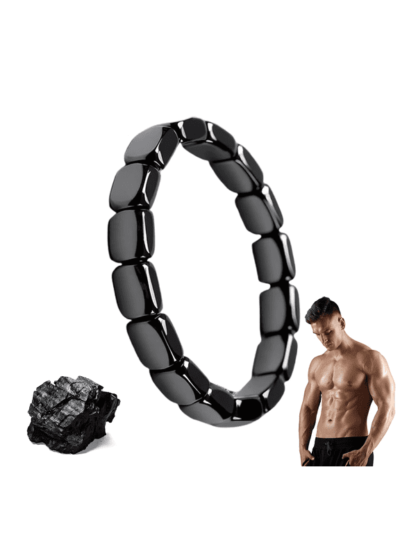 Natural Hematite Stretch Bracelet Inspirational Confidence Energy Jewelry Gift For Adult Men