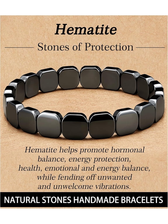 Hematite Bracelet Men Natural Stones Handmade Bracelets Reignites Masculine Energy Male Healing Bracelets for Mens Inspirational Jewellery Gifts