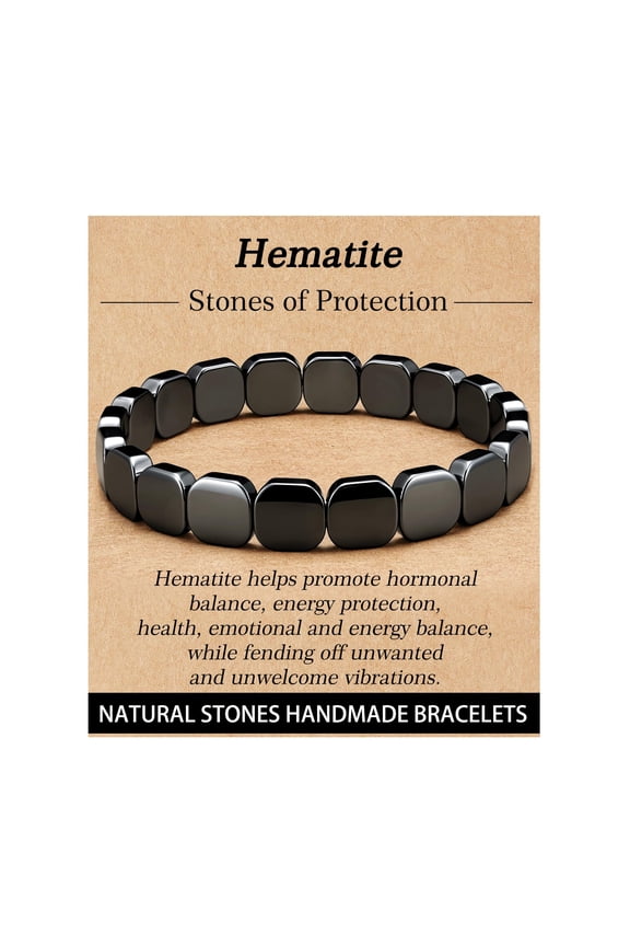 Hematite Bracelet Men Natural Stones Handmade Bracelets Reignites Masculine Energy Male Healing Bracelets for Mens Inspirational Jewellery Gifts