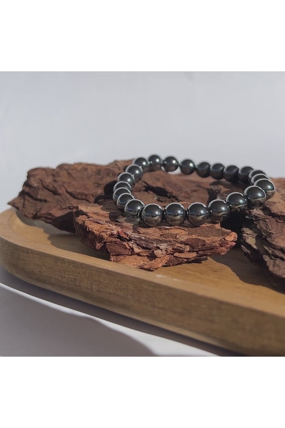 Hematite Bracelet | Stone Beads Bracelet | Focus on Heart Chakra | Stunning Gem Patterns Tones | I remain unshaken during challenging times. Hematite is the grounding stone. Known for its st