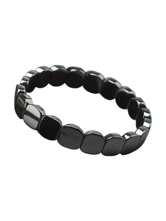 Hematite Bracelet for Men with Elastic Cord - Sophisticated Bead Design for Business and Casual Wear