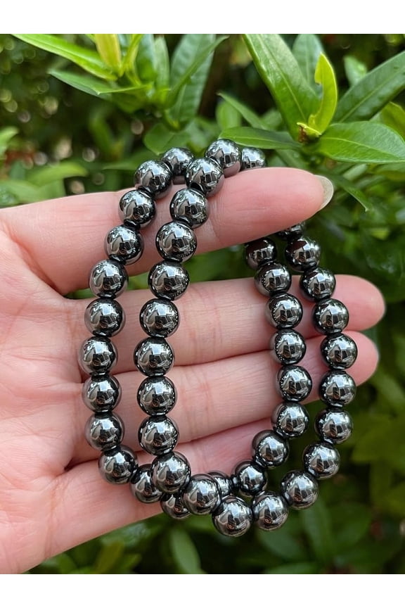 Hematite Crystal Bead Bracelet 8mm, Genuine Hematite Stretch Gemstone Bracelet, Healing Crystal Bracelet Bead Bracelet, Gift for Men & Women