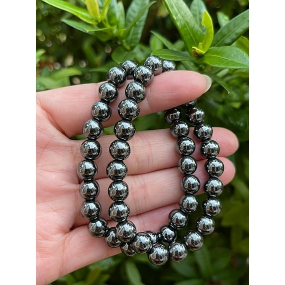 Hematite Crystal Bead Bracelet 8mm, Genuine Hematite Stretch Gemstone Bracelet, Healing Crystal Bracelet Bead Bracelet, Gift for Men & Women