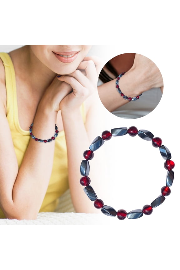 Hematite Gemstone Bracelet for Men & Women - 7" Stretch Beaded Bracelet for Protection & Wellbeing, Handmade Healing Jewelry Gift with Energy Stones