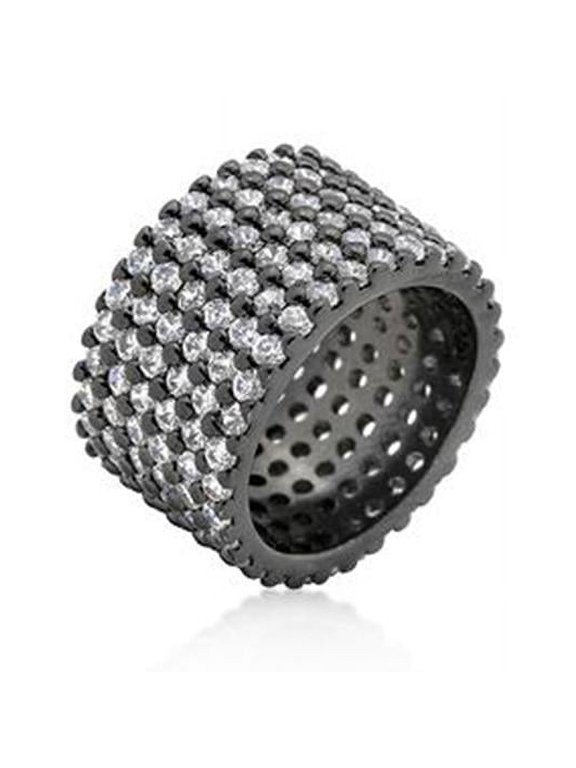 Hematite JGR00928 Wide Pave CZ Ring - Blacktone - Size: 08