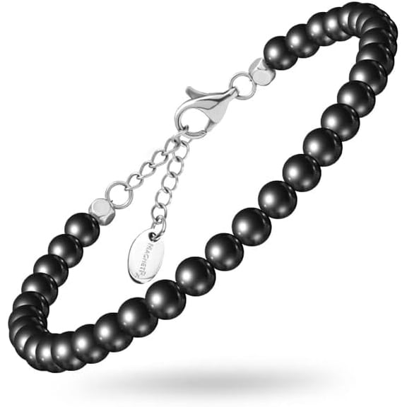 MagnetRX Hematite Magnetic Anklet Ultra Strength Hematite Stones Elegant Black Beaded Anklets for Women and Men (6mm Round Beads)