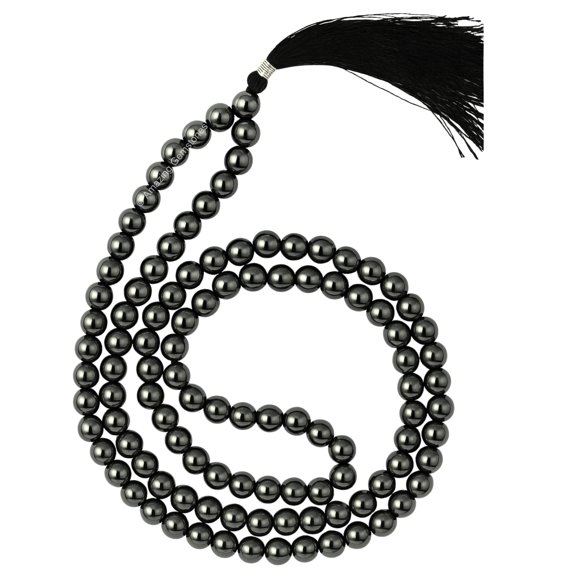 Hematite Mala Beads 108 Buddhist Prayer Beads Japamala (Without Knots)