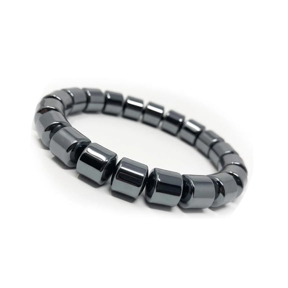 Hematite Non-Strong Stretch Cross Bracelet Mens Womens Unisex Adjustable Size Black X13