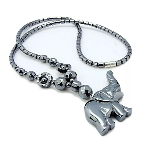 Hematite Non-Strong Necklace Unisex Bead Black Elephant Screw Clasp X67