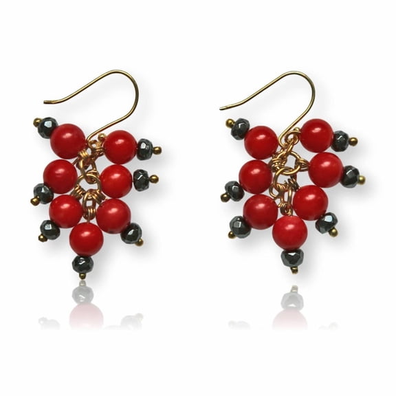 MGR! My Gems Rock Clustered Red Coral Earring, 1 Count