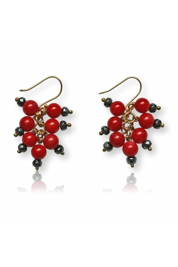 Clustered Red Coral Earring, 1 Count