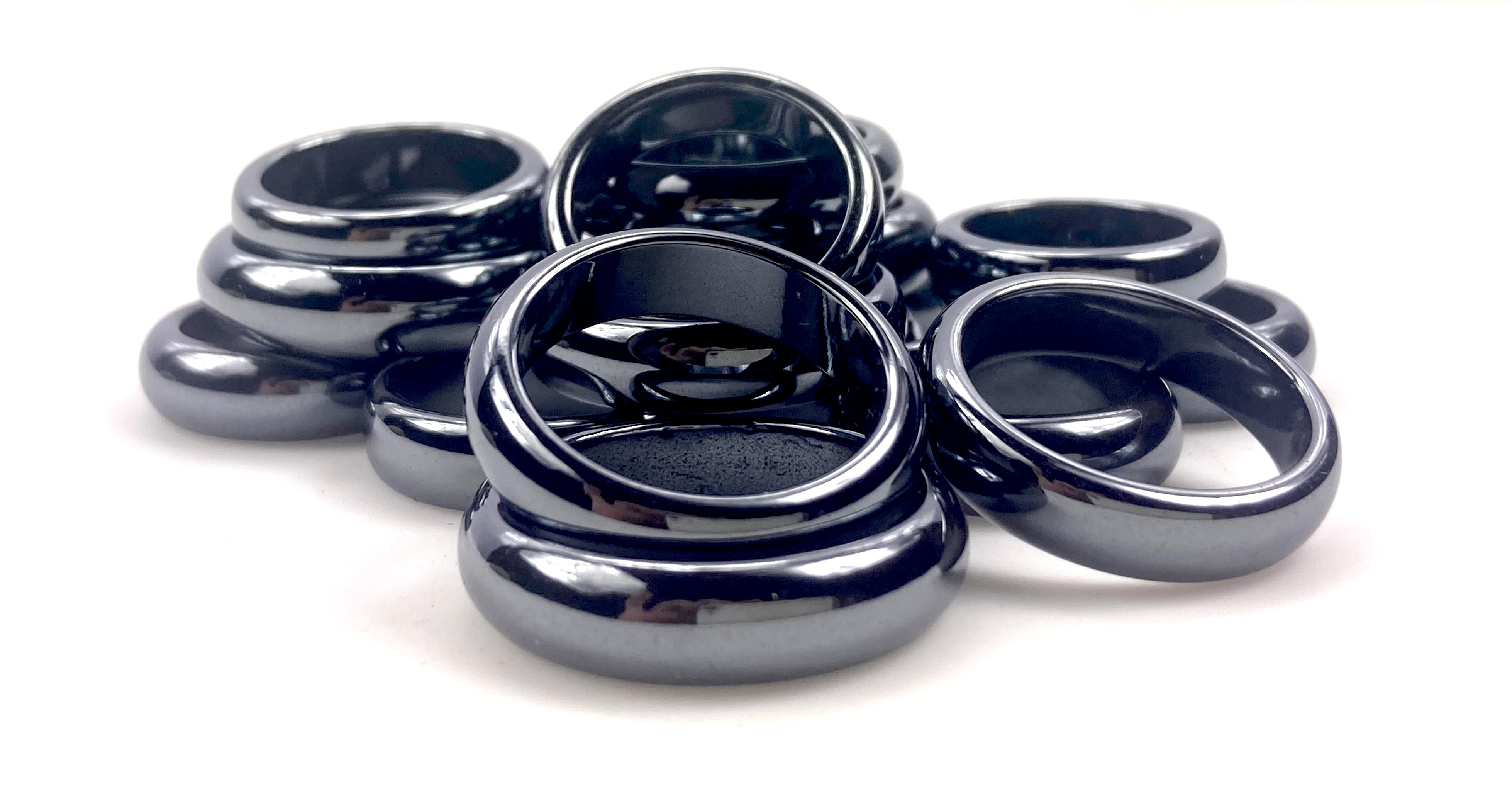 Hermite Rings Hematite Rings- Wide Banded, Rounded, Finger Accessories, Polished ...