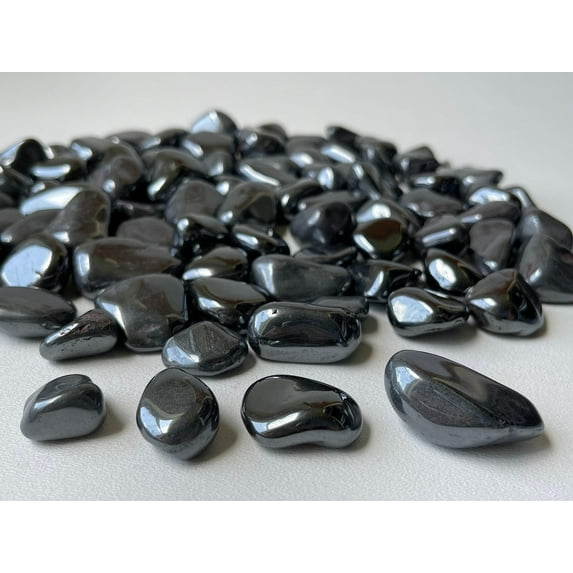 Hematite Tumbled Stones, Polished Natural Hematite Gemstone, Hematite Healing Crystals (Hematite, 0.25 Pound)