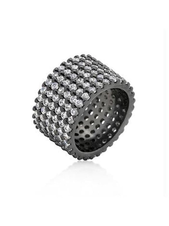 Hematite Wide Pave CZ Ring, Size : 07