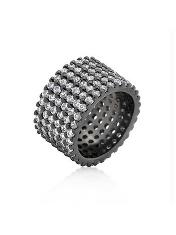 Hematite Wide Pave CZ Ring, Size : 08