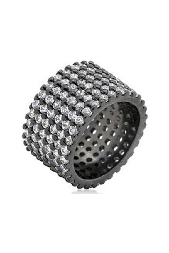 Hematite Wide Pave CZ Ring, Size : 09