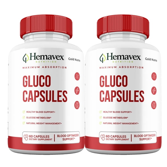 Hemavex Gluco Capsules, HemavexGluco Pills Glycogen Support, Max Strength All Natural (2 Pack)