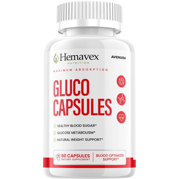 Hemavex Gluco Capsules Natural Blend Advanced Formula, 1 Pack, 60 Capsules