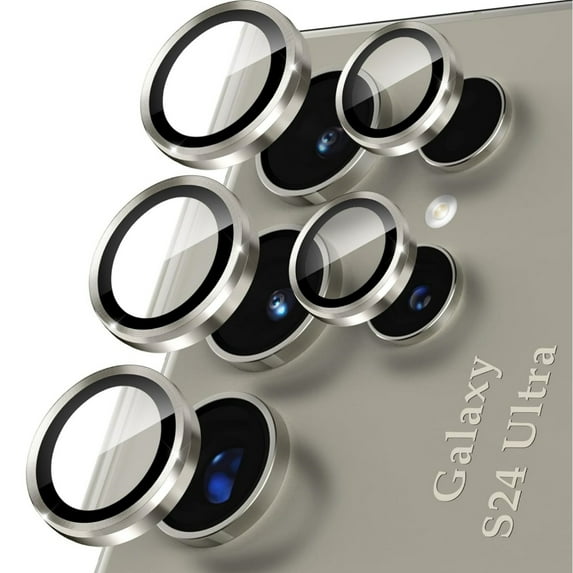 Hemei 9H Tempered Glass Camera Lens Protector with Metal Ring for Samsung Galaxy S24 Ultra