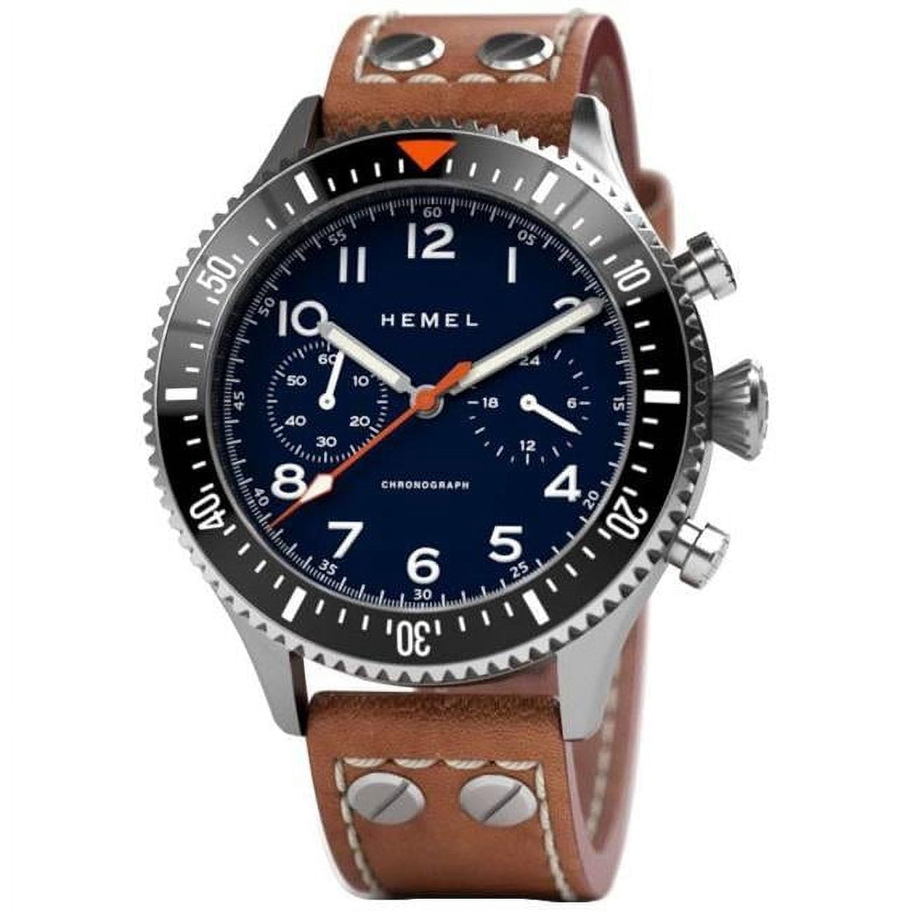 Hemel HF3NA.-.HW HFT20 Chronograph Ceramic Bezel Navy with Super-LumiNova Dial Quartz 100M Men Watch for Adult - Black