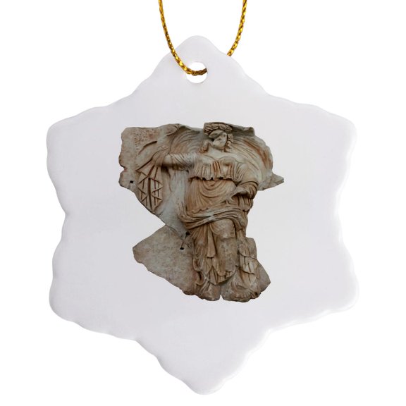 3drose, Hemera Aphrodisias Sebasteion Vector Art, 3 inch Snowflake Porcelain Ornament