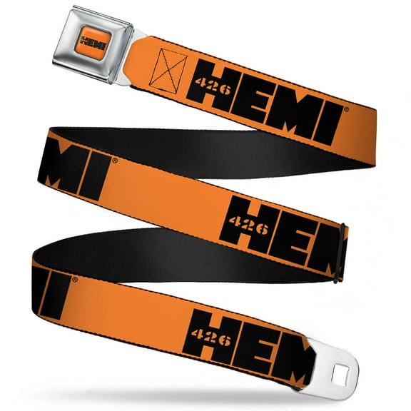 Hemi 426 Logo Fcg Orange Black 1.0" Chrome Hemi 426 Logo Repeat Orange Web Belt 1.0" Wide