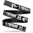 thumbnail image 1 of Adjustable Belt, Clamp Buckle, Cut-to-Fit, Hemi 426 Elephant Logo 50 Years Black White Silver Fade, 1 of 3