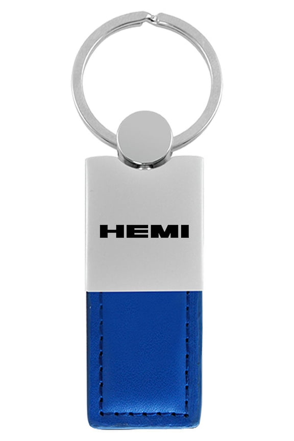 Hemi Duo Rectangular Leather Key Chain (Blue)