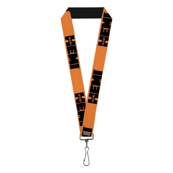 Hemi Lanyard, Hemi 426 Logo Repeat Orange Black, Elastic