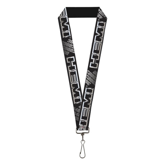 Hemi Lanyard, Hemi Bold Outline 392 426 Black Silver Fade, Elastic