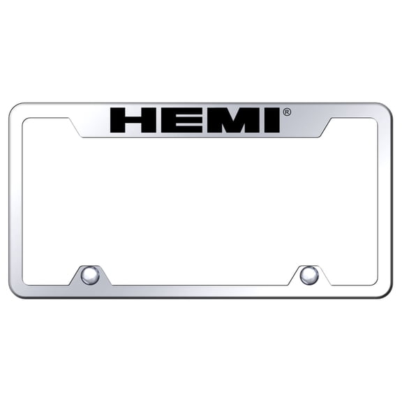 Hemi Laser Etched Logo Stainless Steel Truck CutOut License Plate Frame (Chrome)