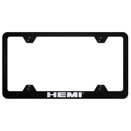 Hemi Laser Etched Logo Wide Body License Plate Frame (Black)