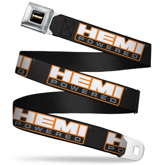 Hemi Powered Logo Fcg Black Orange White Gray 1.0" Chrome Hemi Powered Logo Web Belt 1.0" Wide