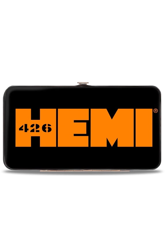 Hemi Wallet, Hinged, Hemi 426 Logo Black Orange, Vegan Leather