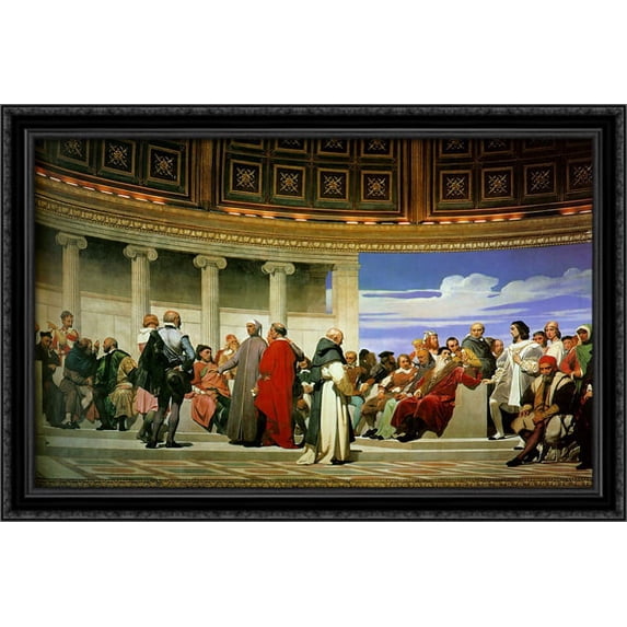 Hemicycle of the Ecole des Beaux'Arts 40x28 Large Black Ornate Wood Framed Canvas Art by Paul Delaroche
