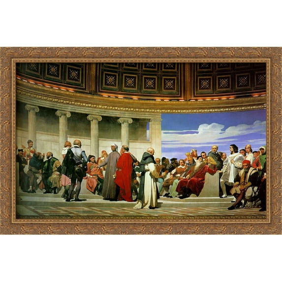 Hemicycle of the Ecole des Beaux'Arts 40x28 Large Gold Ornate Wood Framed Canvas Art by Paul Delaroche