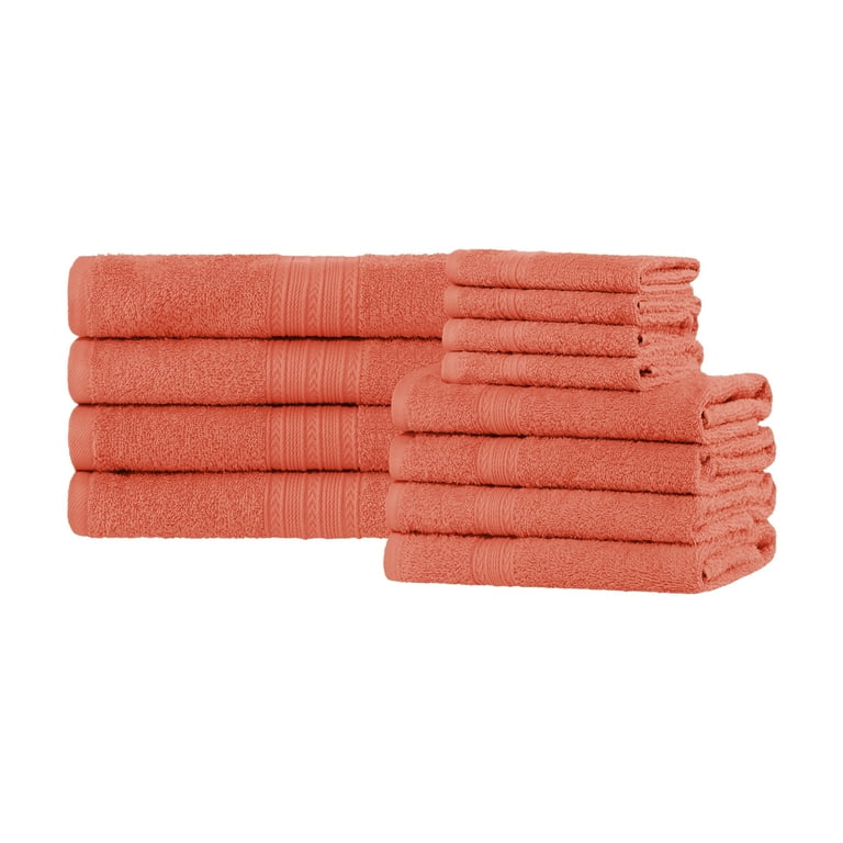 Superior Eco-Friendly Cotton Solid 12-Piece, Rust, Towel Set