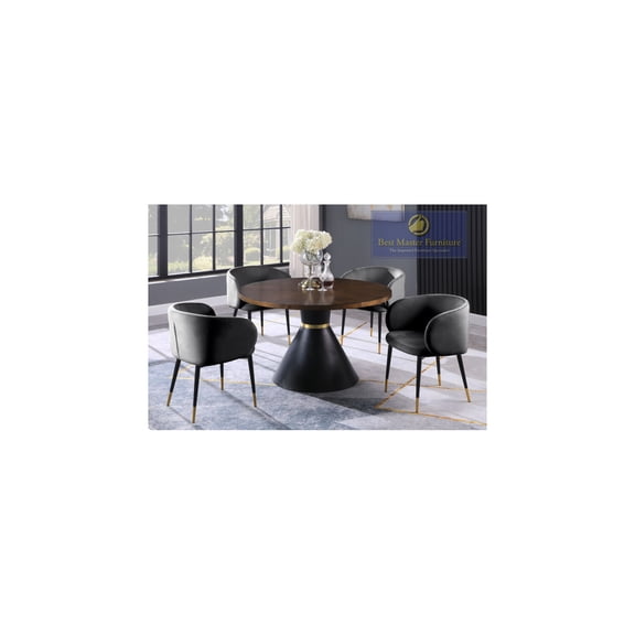 Best Master Furniture Hemingway 5-piece Round Dinette Set in Gray Velvet