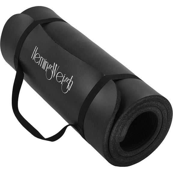 Hemingweigh Yoga Mat Thick, 1" Thick, Non-Slip Exercise Mat for Workouts, Indoor, and Outdoor, Black