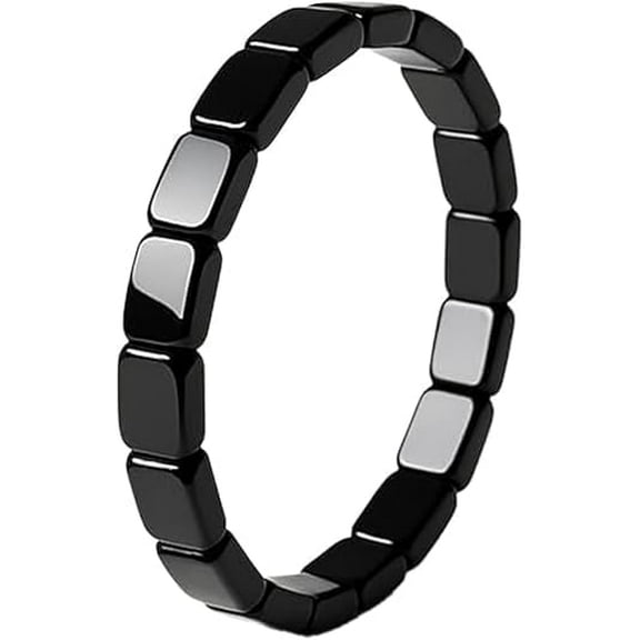 Hemios Hematite Bracelet Men - Natural Hematite Stone Beads for Focus, Vitality & Confidence, Adjustable Energy Healing Bracelet, Gift for Men