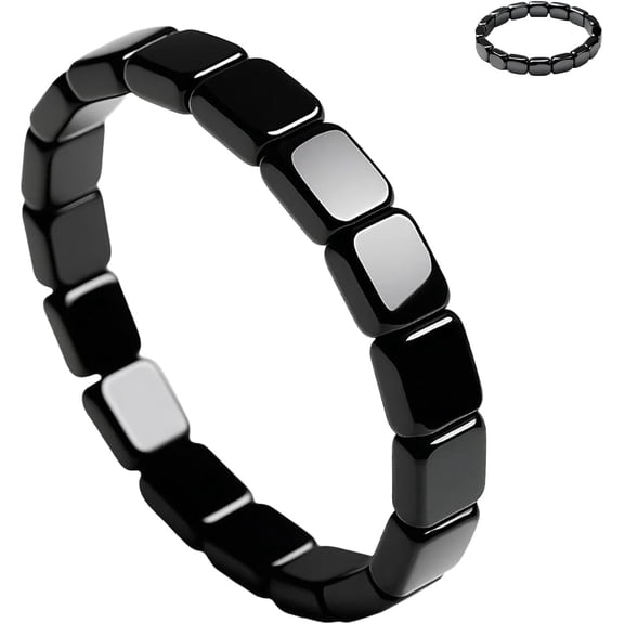 Hematite Bracelet Men Natural Stone Beaded Stretch Jewelry, Boosts Masculine Energy Confidence, Healing Gift