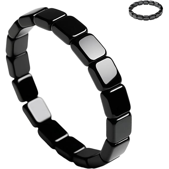 Hematite Bracelet Men Natural Stone Beaded Stretch Jewelry, Boosts Masculine Energy Confidence, Healing Gift