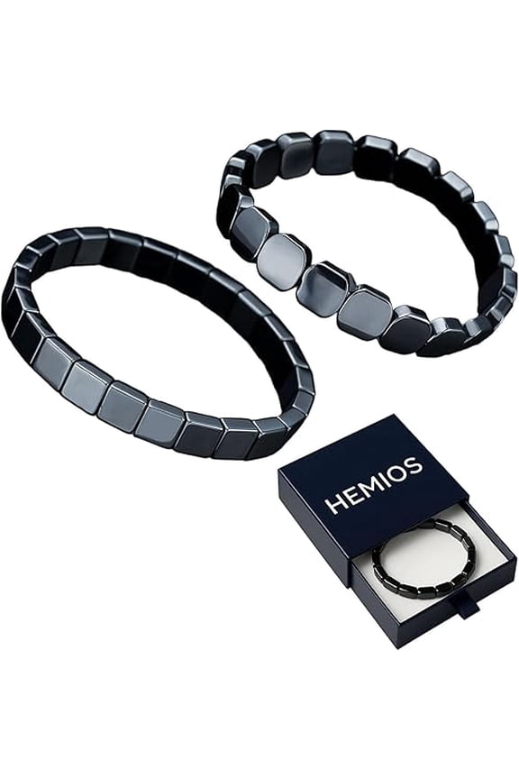 Hemios Hematite Bracelet, Reignites Masculine Energy, Legendary Warrior Stone's Force, Natural Hematite Stone Beaded Stretch Healing Bracelets