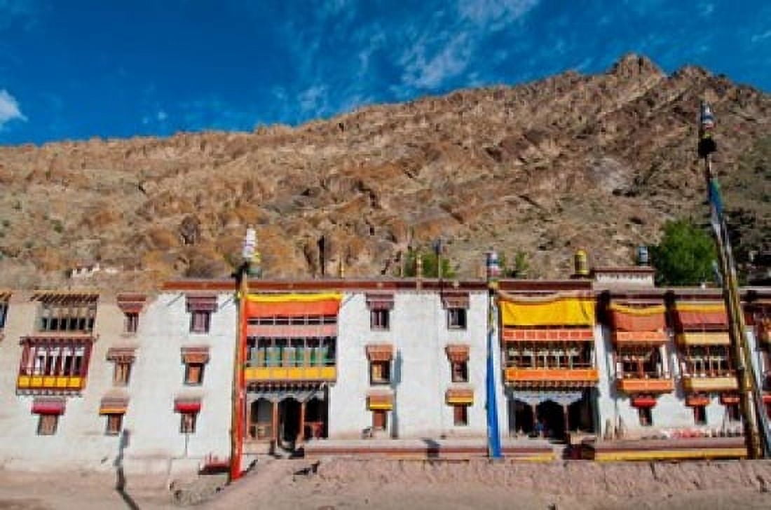 Hemis Monastery facade with craggy cliff Ladakh India Canvas Art - Ellen Clark DanitaDelimont (19 x 29)